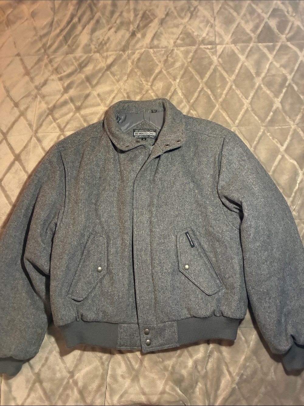 Members Only Vintage Gray 100% Wool Bomber Jacket Men’s Size XL (46)